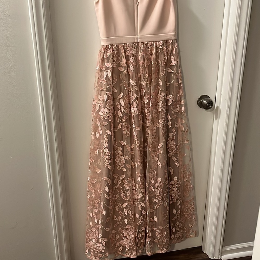 Adrianna Papell Blush Pink and Nude Floral Embroidered Maxi Dress - Picture 6 of 6